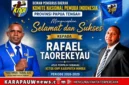 Flyer ucapan selamat dari Ketua DPD I KNPI Papua Tengah kepada Rafael Taorekeyau (karapuwnews.com/Sumber: KNPI Papua Tengah)