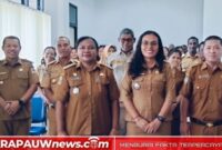 Foto bersama usai Sertijab Kepala Distrik Wania, yang diselenggarakan di aula Kantor Distrik Wania, Senin (16/3/2026) (Foto: karapauwnews.com)